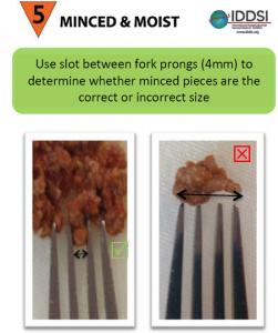 IDDSI Minced and moist lump size, fork prongs